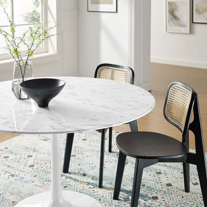 Luxe 48" Round Resin Marble Dining Table