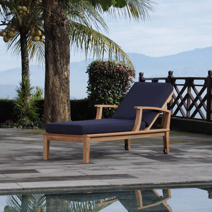 Malibu Outdoor Patio Teak Single Chaise