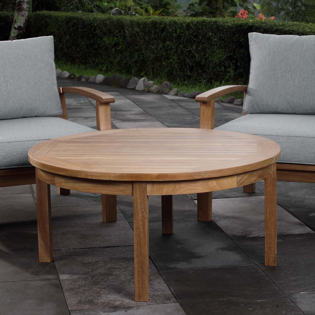 Mercury Outdoor Patio Teak Round Coffee Table