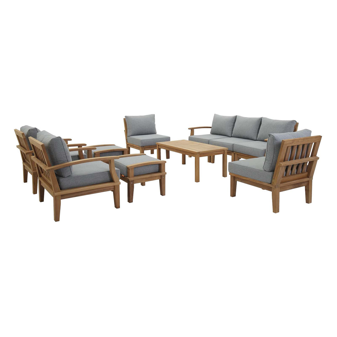 Malibu 10 Piece Outdoor Patio Teak Set