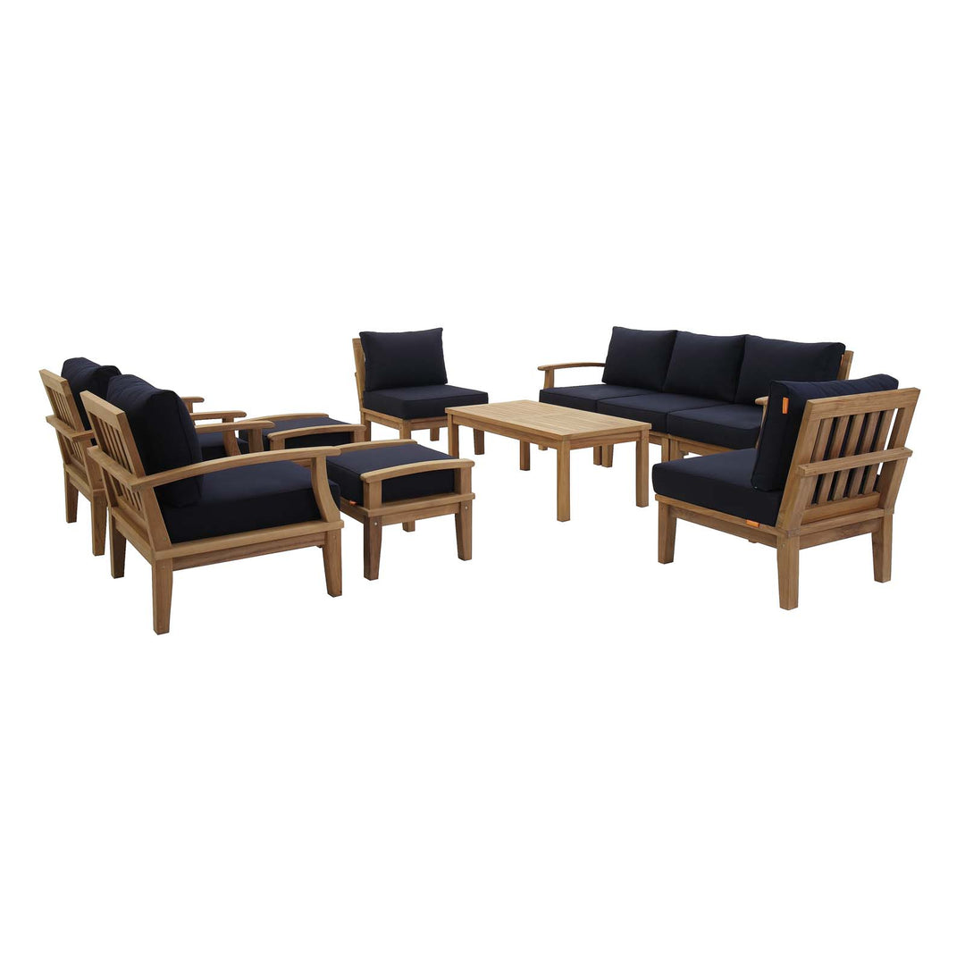 Malibu 10 Piece Outdoor Patio Teak Set