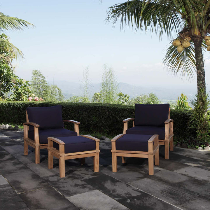 Malibu 4 Piece Outdoor Patio Teak Set