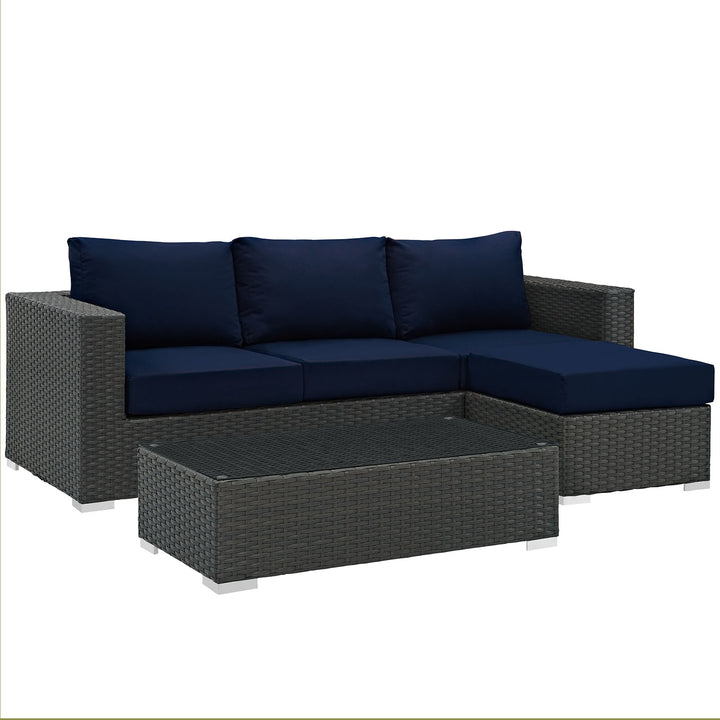 Solstice 3 Piece Outdoor Patio Sunbrella® Sectional Set