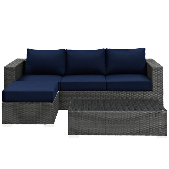 Solstice 3 Piece Outdoor Patio Sunbrella® Sectional Set