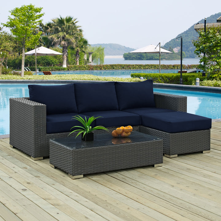 Solstice 3 Piece Outdoor Patio Sunbrella® Sectional Set