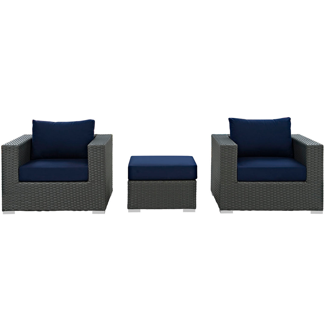 Serenity 3 Piece Outdoor Patio Sunbrella® Sectional Set