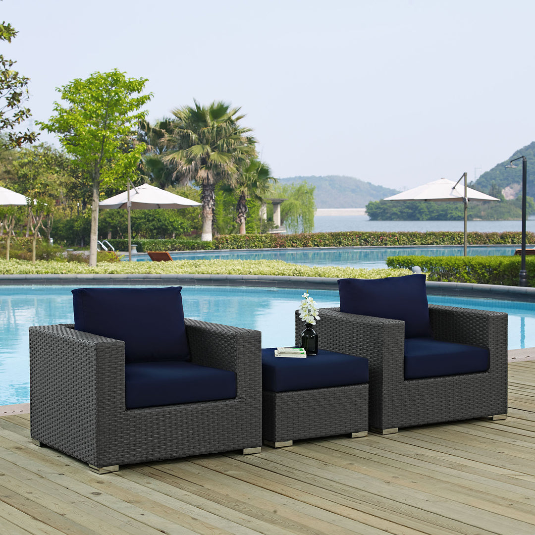 Serenity 3 Piece Outdoor Patio Sunbrella® Sectional Set