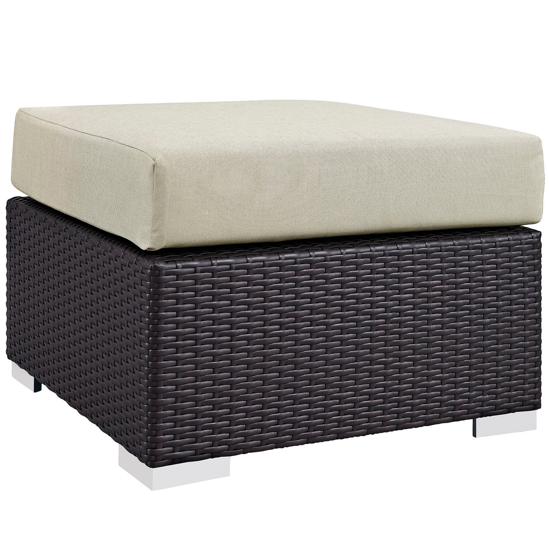 Coastal Outdoor Patio Fabric Square Ottoman