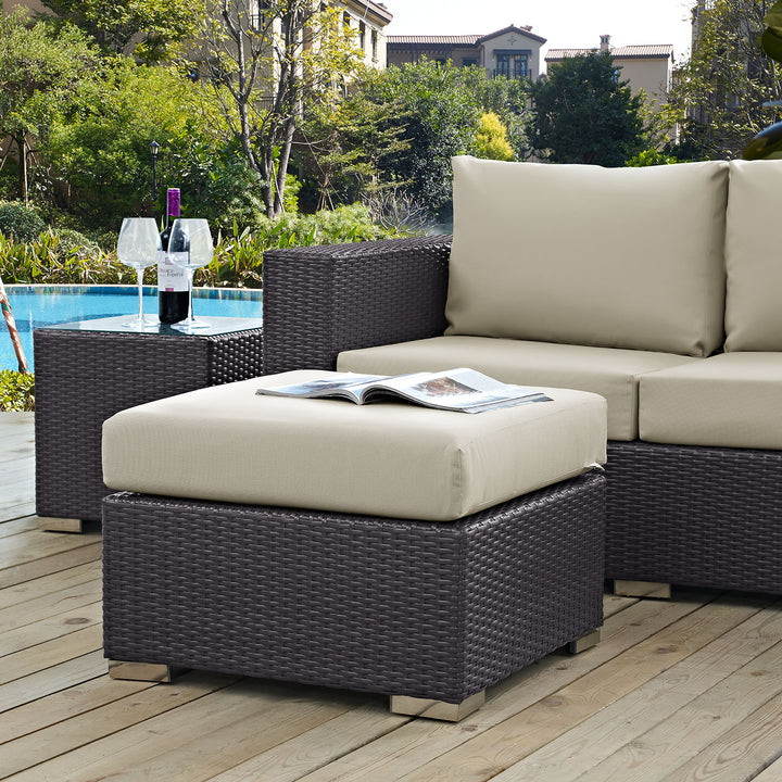 Coastal Outdoor Patio Fabric Square Ottoman