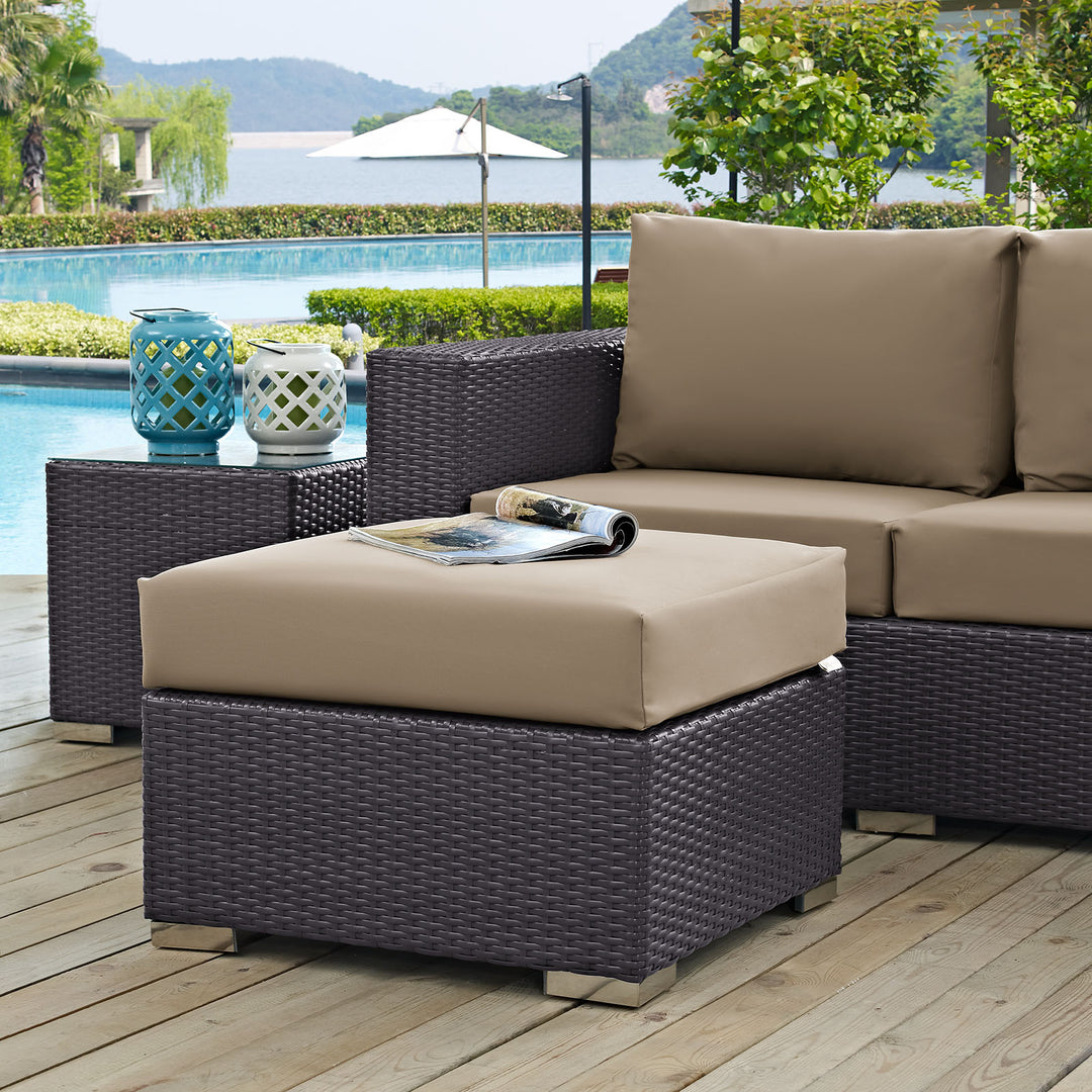 Coastal Outdoor Patio Fabric Square Ottoman