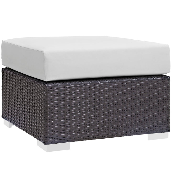 Coastal Outdoor Patio Fabric Square Ottoman