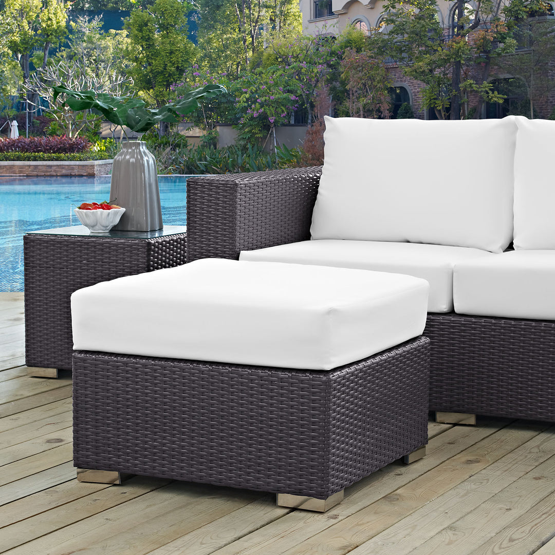 Coastal Outdoor Patio Fabric Square Ottoman