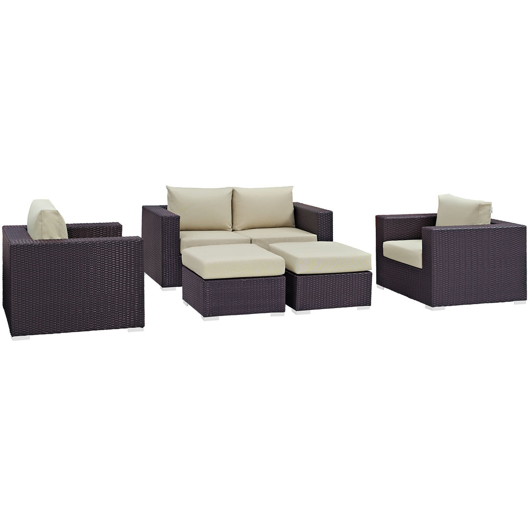 Concord 5 Piece Outdoor Patio Sofa Set