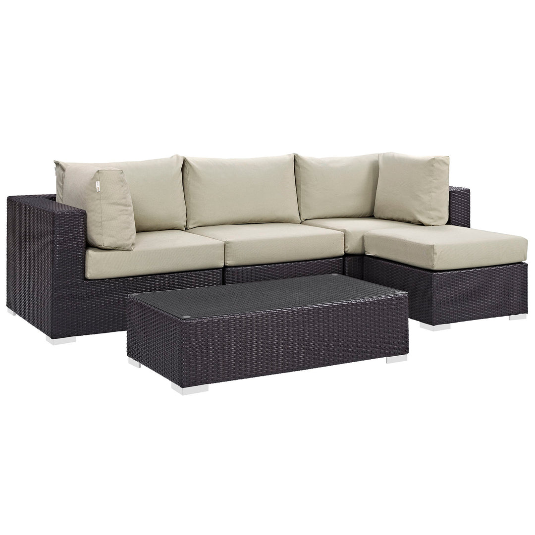 Concord 5 Piece Outdoor Patio Sectional Set