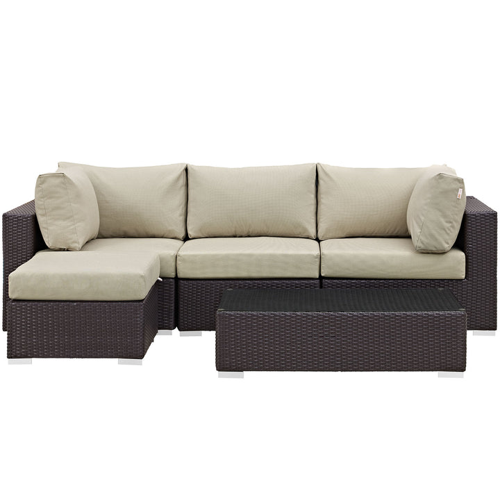 Concord 5 Piece Outdoor Patio Sectional Set