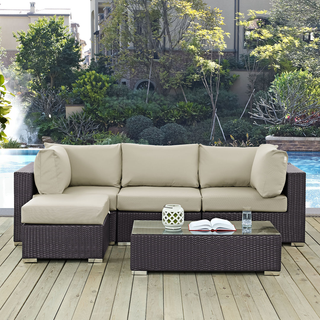 Concord 5 Piece Outdoor Patio Sectional Set