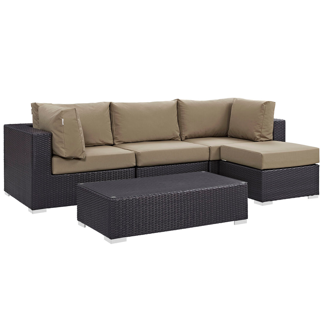 Concord 5 Piece Outdoor Patio Sectional Set