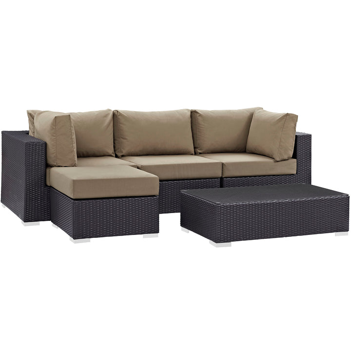 Concord 5 Piece Outdoor Patio Sectional Set