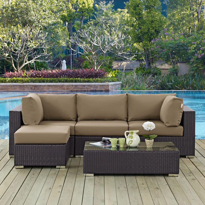 Concord 5 Piece Outdoor Patio Sectional Set