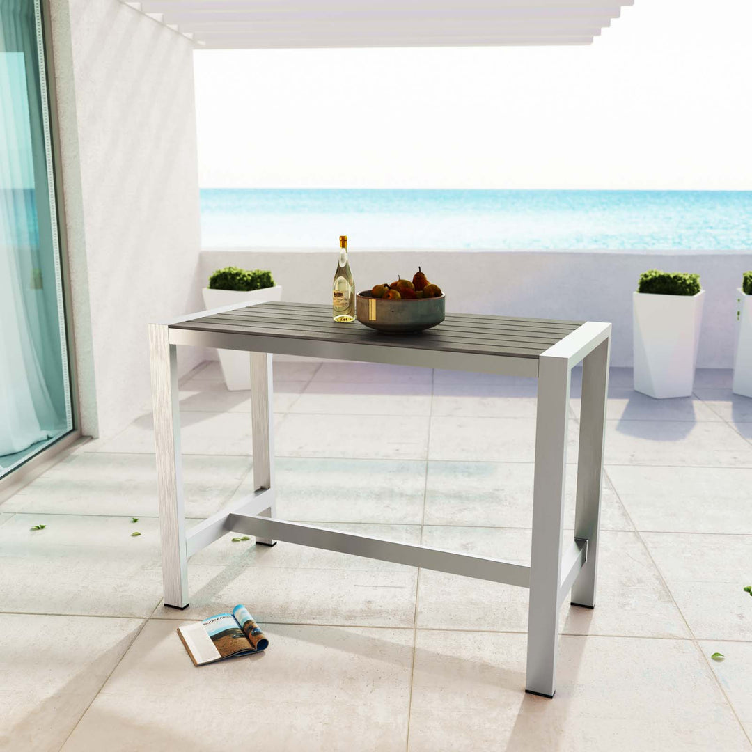 Seaside Open-Air Aluminum Rectangular Bar Table