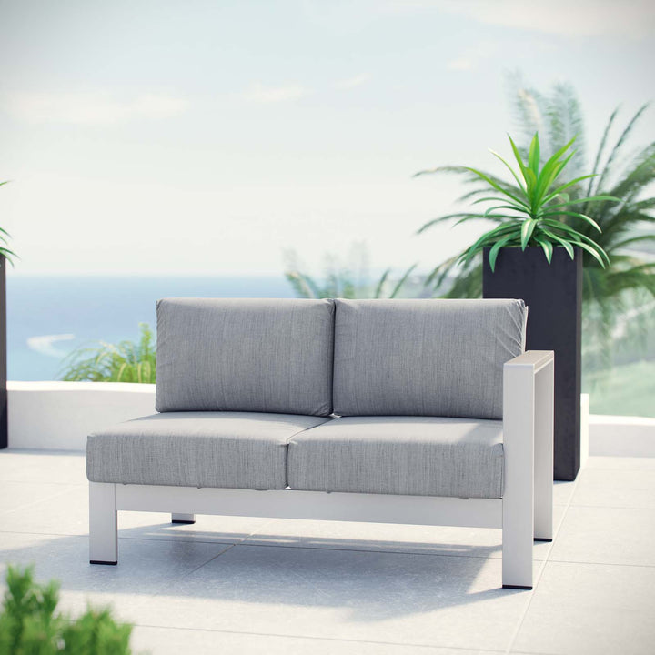 Shoreline Right-Arm Corner Sectional Outdoor Patio Aluminum Loveseat