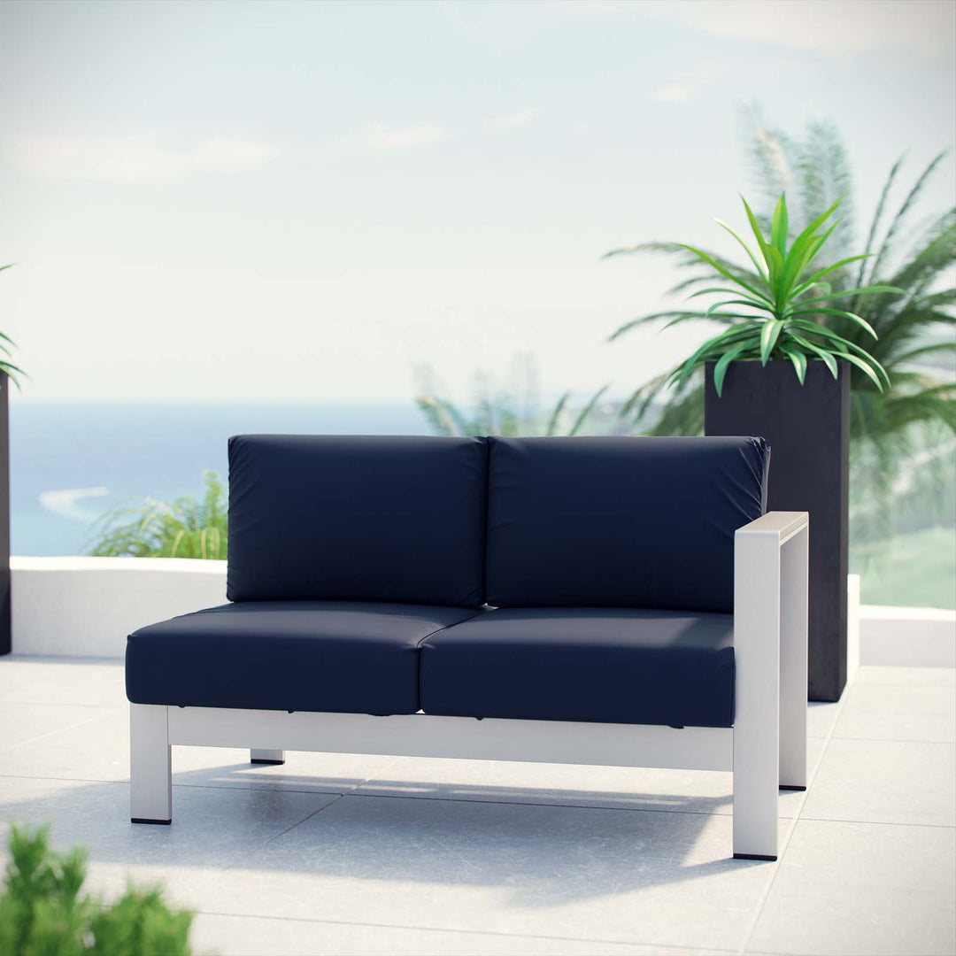 Shoreline Right-Arm Corner Sectional Outdoor Patio Aluminum Loveseat