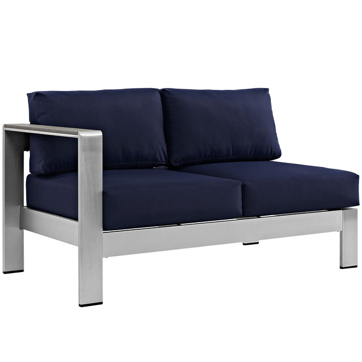 Shoreline L-Shaped Contemporary Sectional Outdoor Patio Aluminum Loveseat