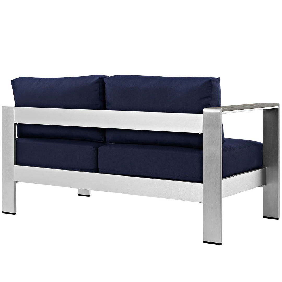 Shoreline L-Shaped Contemporary Sectional Outdoor Patio Aluminum Loveseat