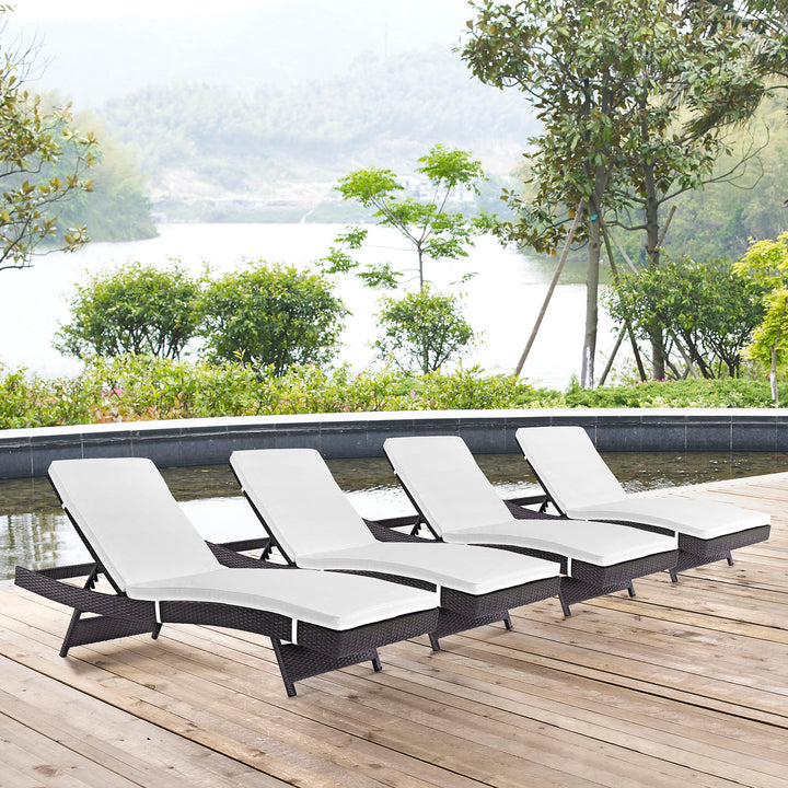 Coastal Outdoor Patio Chaise Set of 4