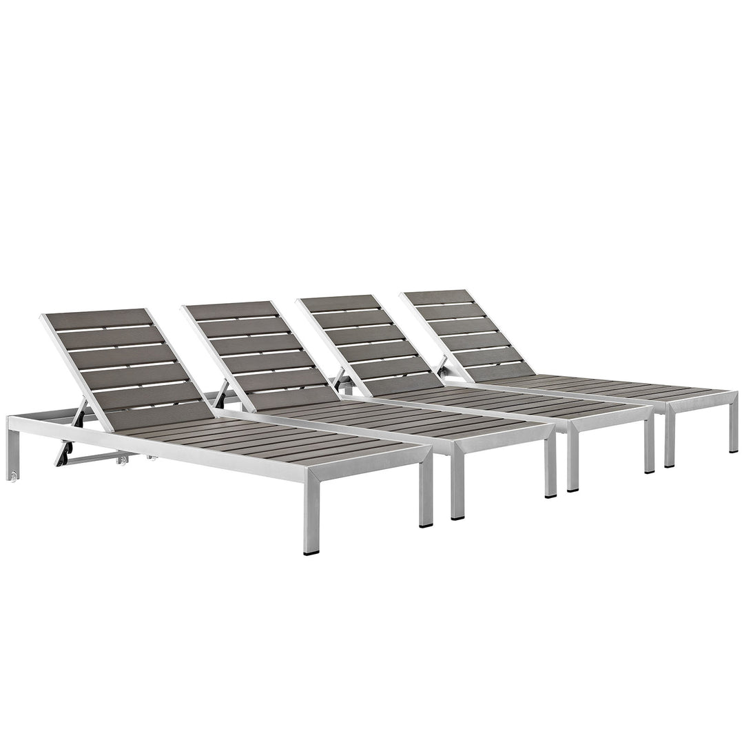 Seaside Aluminum Poolside Lounger Set of 4