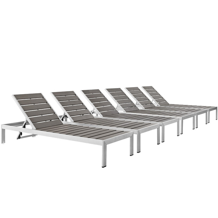 Surfside Outdoor Patio Aluminum Chaise Set of 6