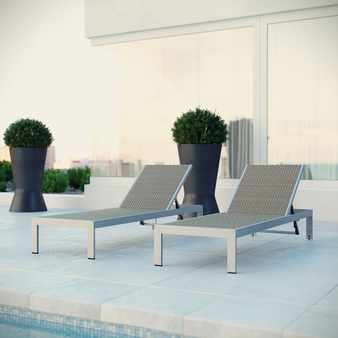 Seaside Aluminum Patio Lounger Pair