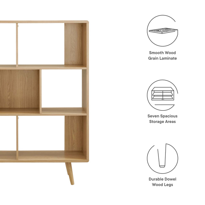 Transfer 7 Shelf Wood Grain Bookshelf