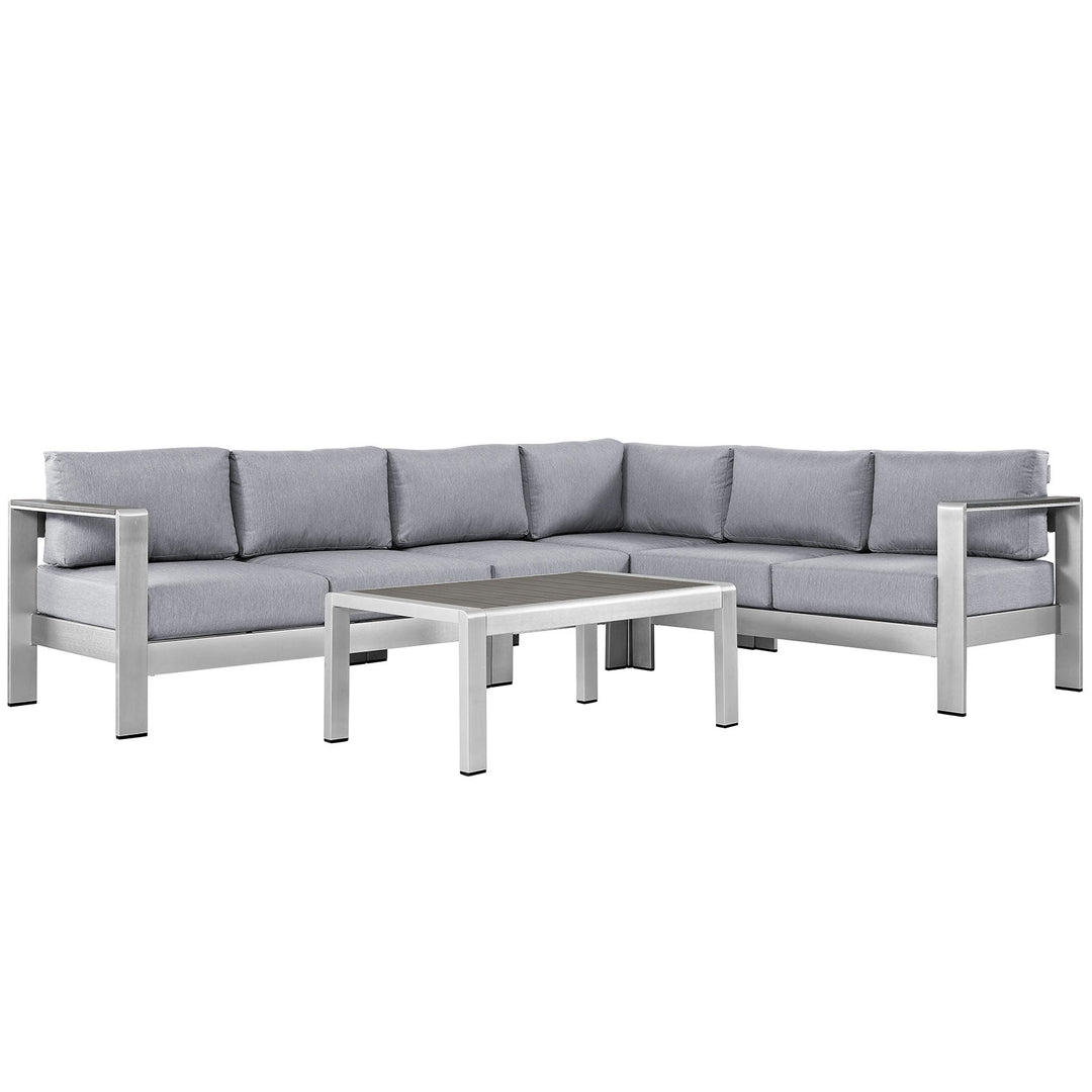 Seaside 5 Piece Outdoor Patio Aluminum Sectional Sofa Set