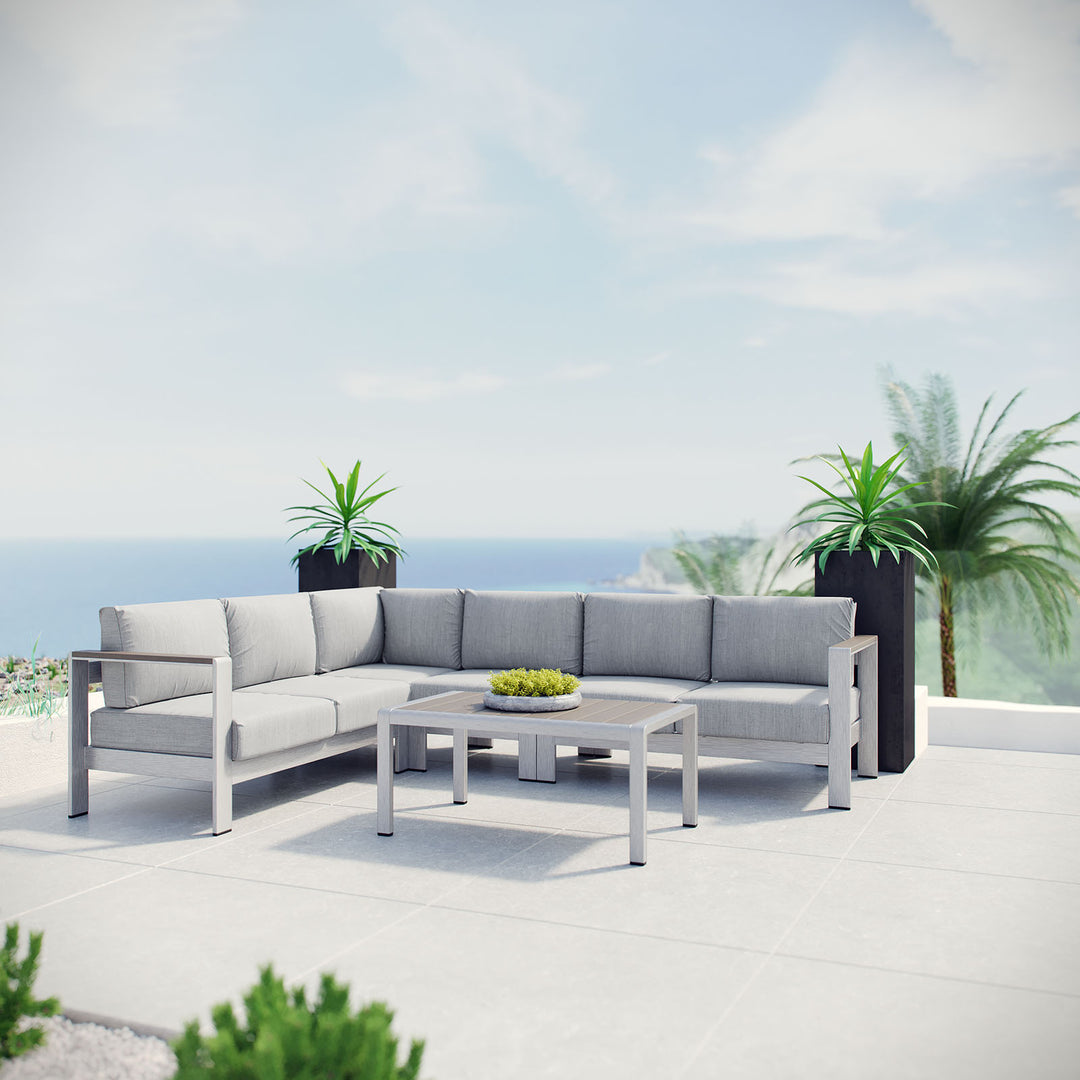 Seaside 5 Piece Outdoor Patio Aluminum Sectional Sofa Set