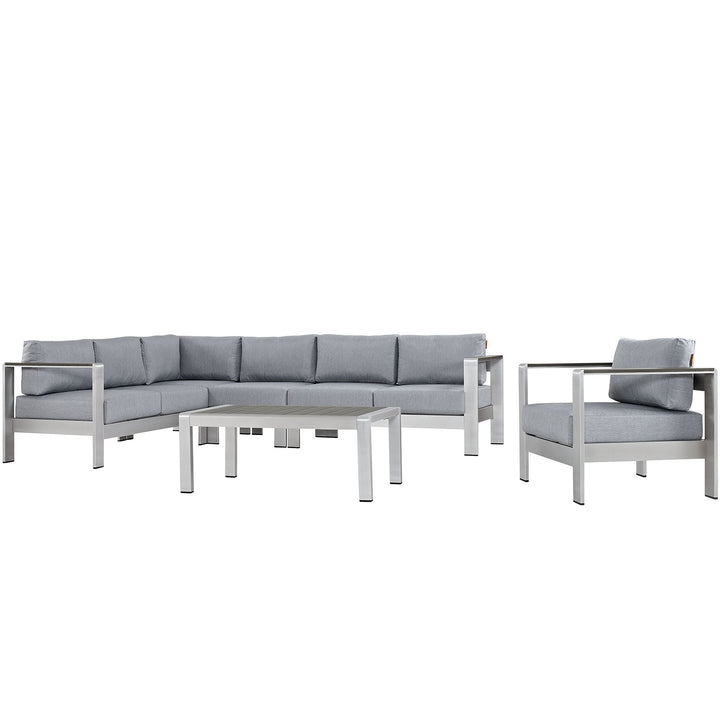 Summit 6 Piece Outdoor Patio Aluminum Sectional Sofa Set