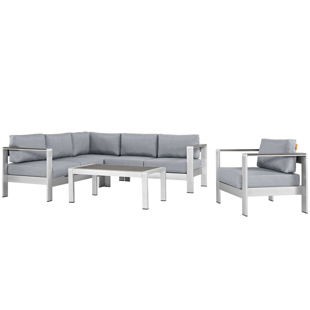 Seaside 5 Piece Outdoor Patio Aluminum Sectional Sofa Set