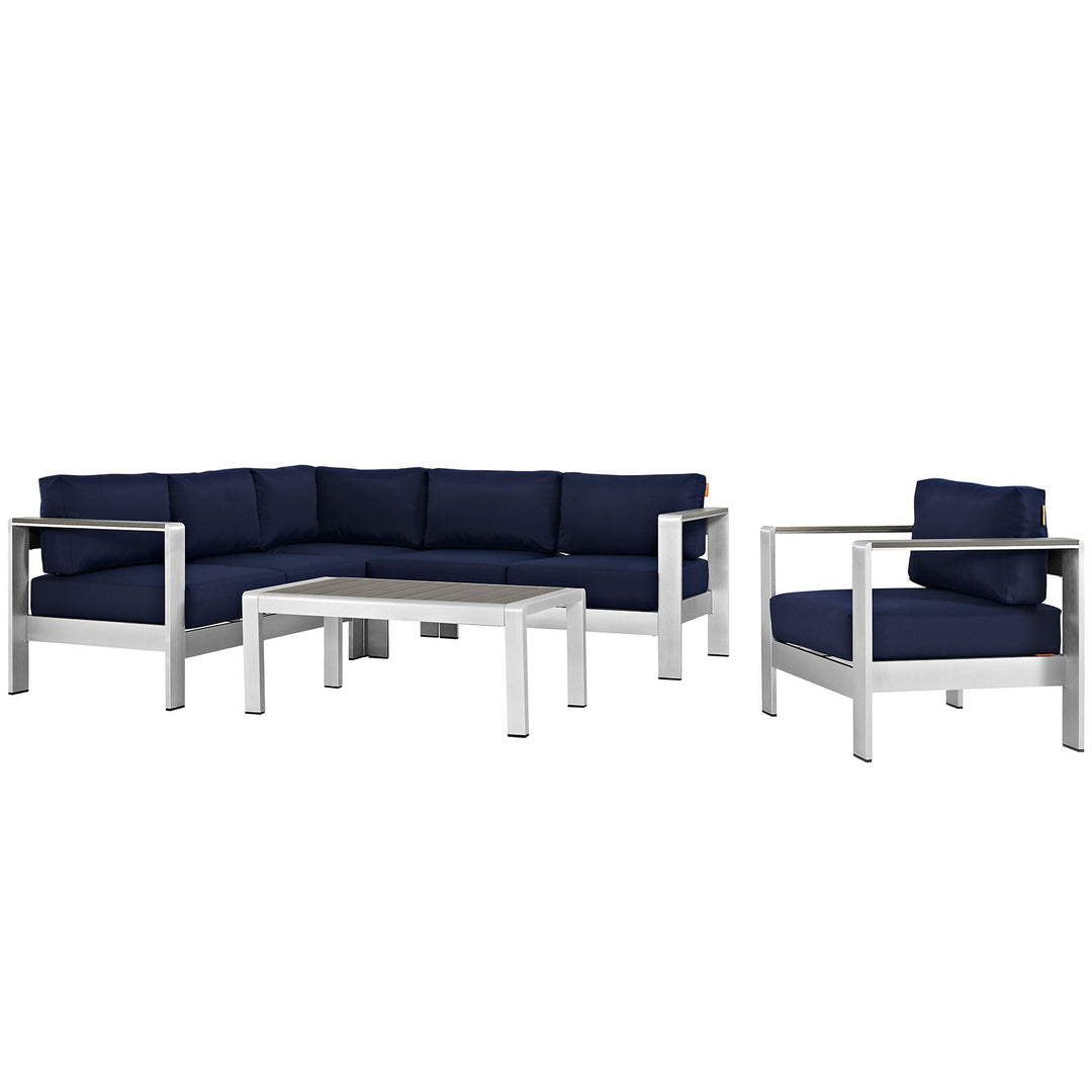 Seaside 5 Piece Outdoor Patio Aluminum Sectional Sofa Set