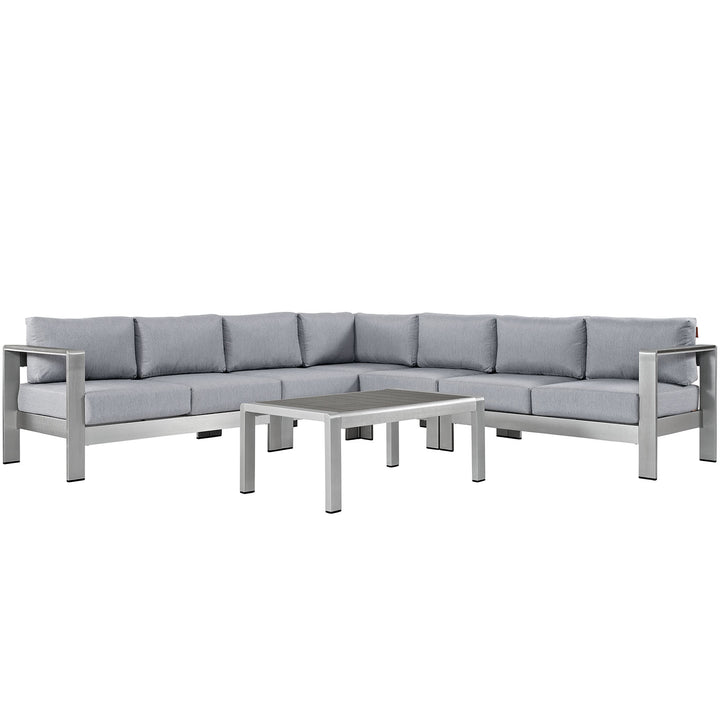 Shoreline 6 Piece Outdoor Patio Aluminum Sectional Sofa Set