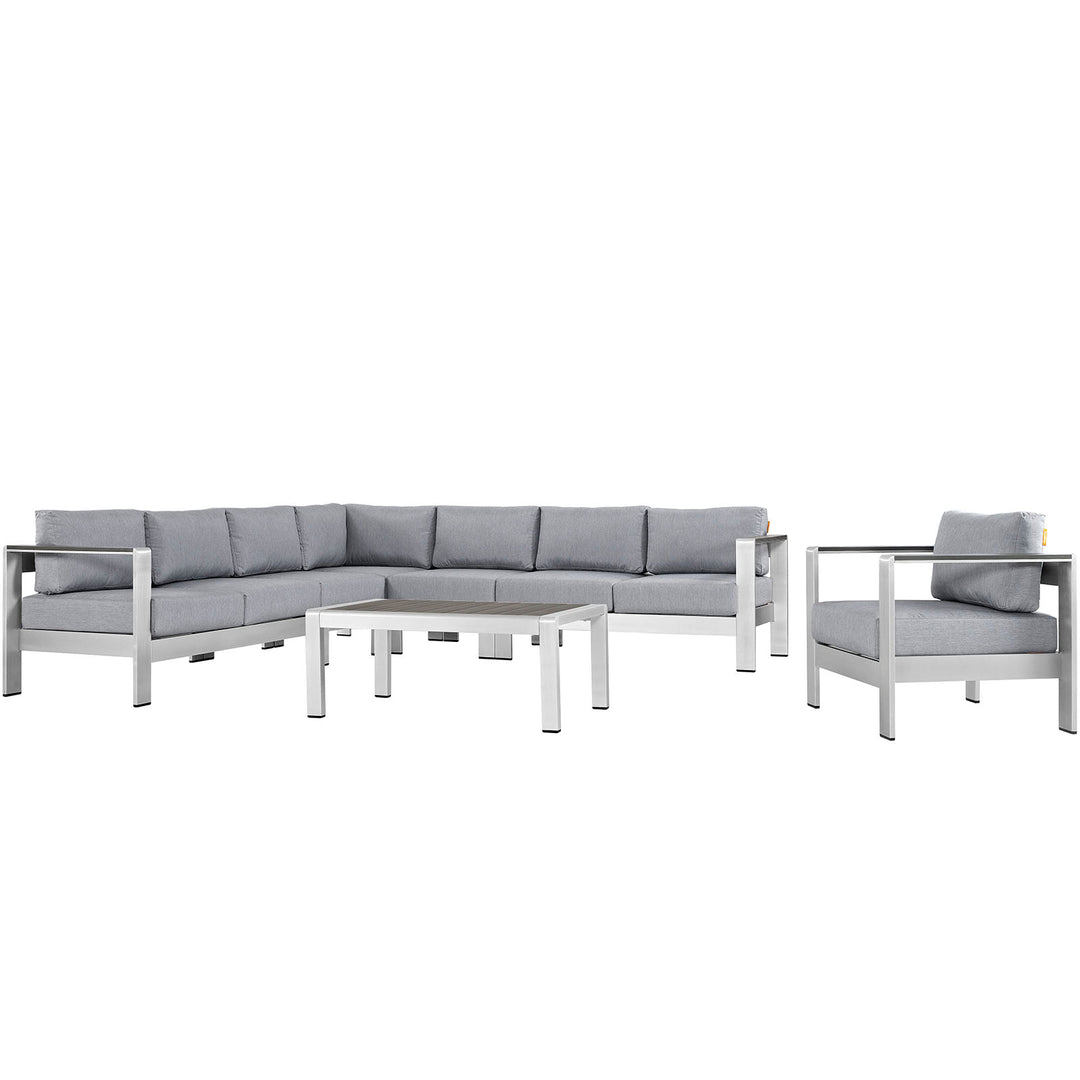 Shore 7 Piece Outdoor Patio Aluminum Seating Sofa Set