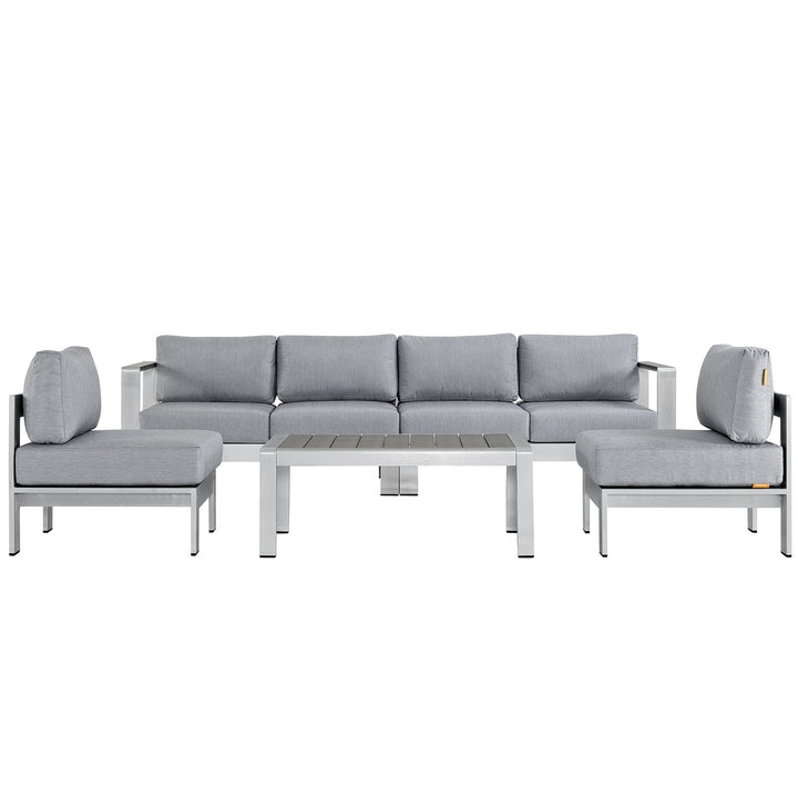 Shoreline 5 Piece Outdoor Patio Aluminum Sectional Sofa Set