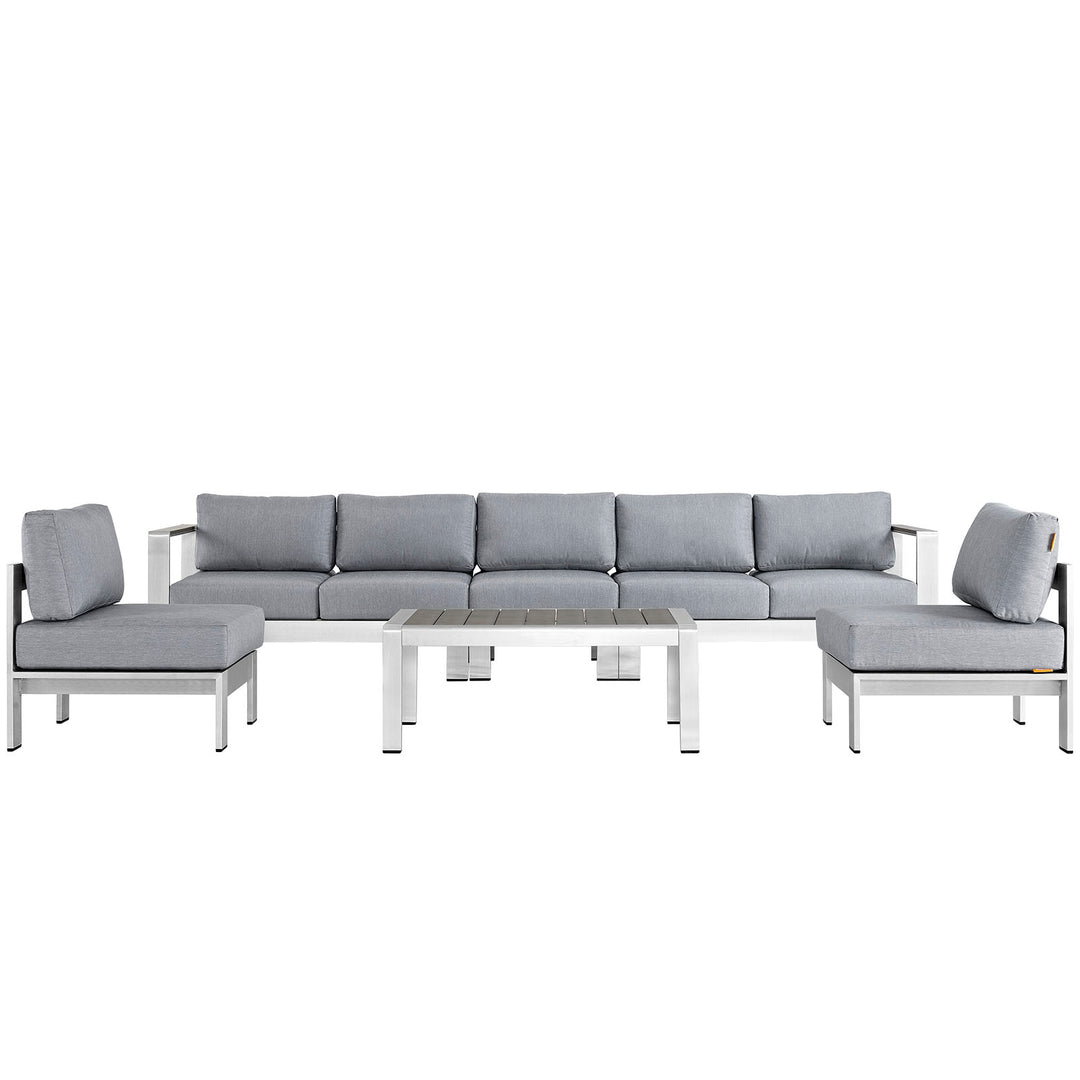 Shore 6 Piece Outdoor Patio Aluminum Sofa Seating Set