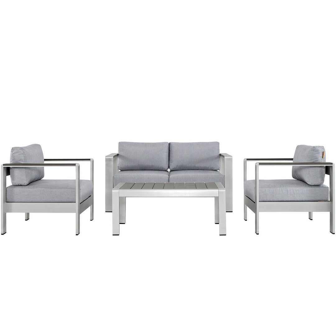 Shoreline 4 Piece Outdoor Patio Aluminum Seating Sofa Set