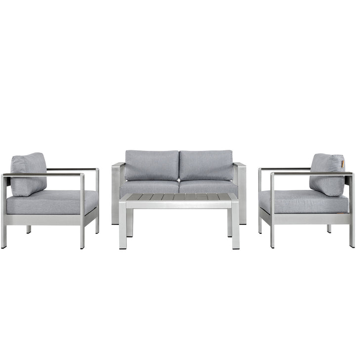 Shoreline 4 Piece Outdoor Patio Aluminum Seating Sofa Set