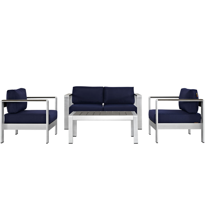 Shoreline 4 Piece Outdoor Patio Aluminum Seating Sofa Set