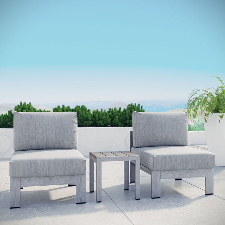 Shoreline 3 Piece Outdoor Patio Aluminum Sectional Sofa Set