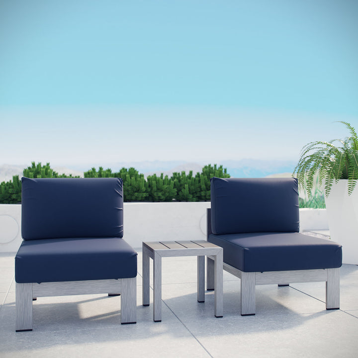 Shoreline 3 Piece Outdoor Patio Aluminum Sectional Sofa Set