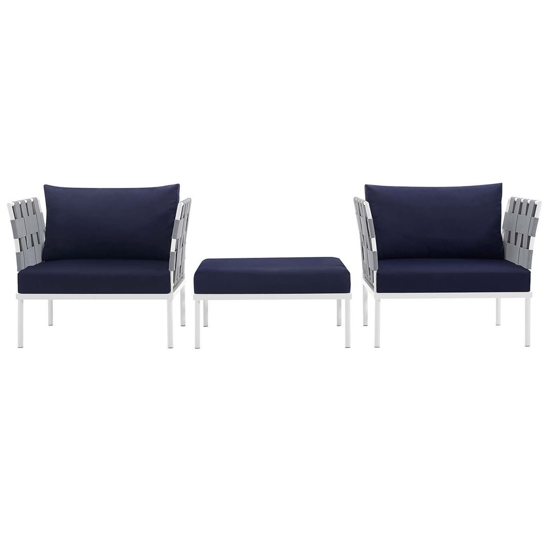 Harmony 3 Piece Patio Aluminum Sectional Sofa Set