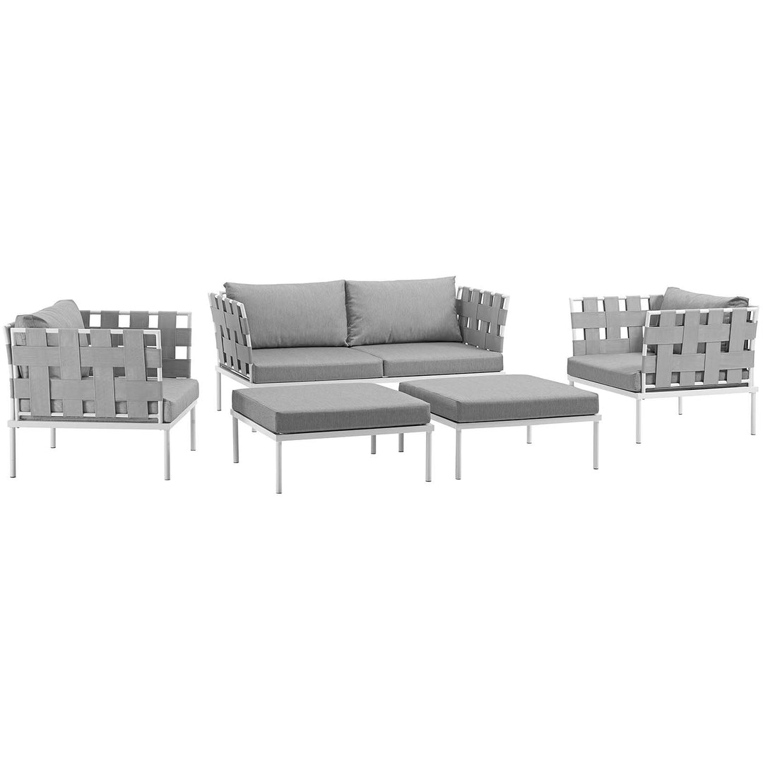 Harbor 5 Piece Outdoor Patio Aluminum Sectional Sofa Set