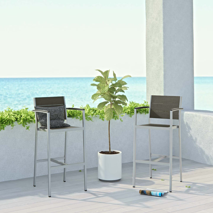 Seaside Exterior Aluminum Bar Stool Set of 2